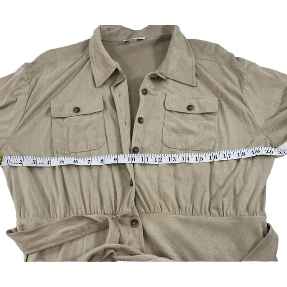 Calvin Klein Women’s 12 Faux Suede Dress Long Sleeve Collared Belt Button Down - Picture 6 of 10